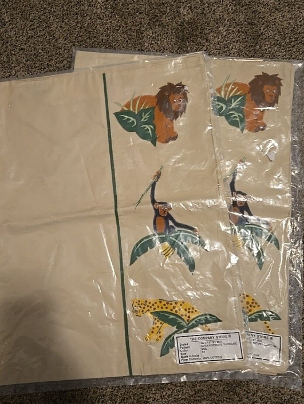 The Company Store Set Of 2 Safari Adventure Animal Print Kids Pillow Cases Stand